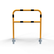 Protective bar made of steel tubing |  48 x 2.5 mm | with crossbar | for wall mounting | total width: 1000 mm | hot-dip galvanized and yellow coatedwith black warning stripes